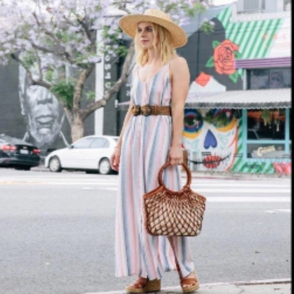 C&C California Linen Pastel Maxi Dress